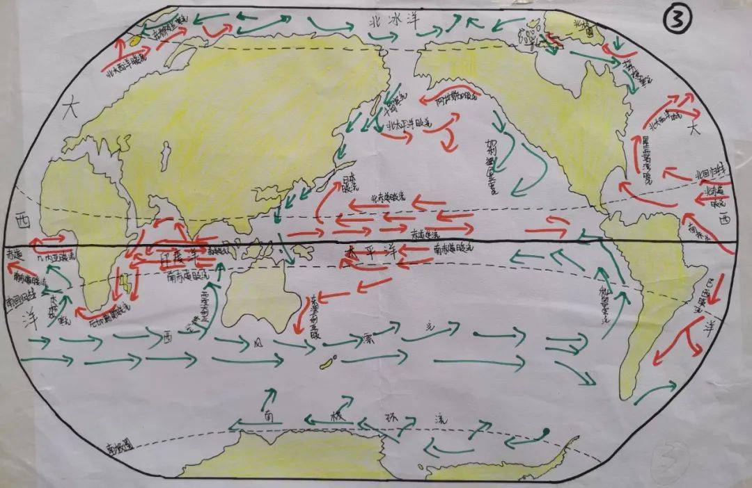 全球洋流图手绘简版图片
