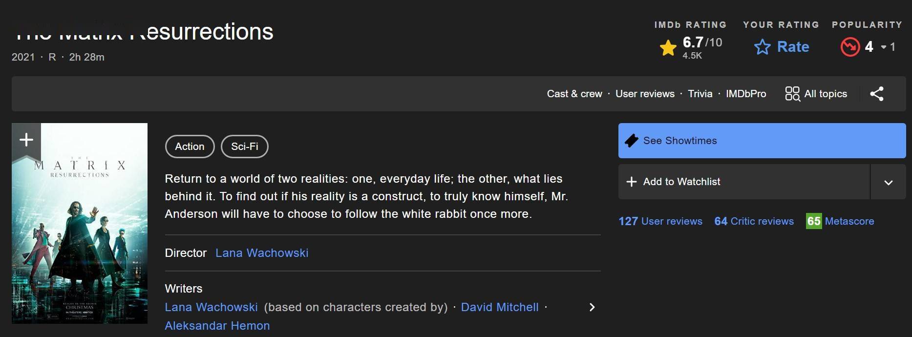 补充|《黑客帝国4》IGN 4分：创意好但是部烂片 吃相难看