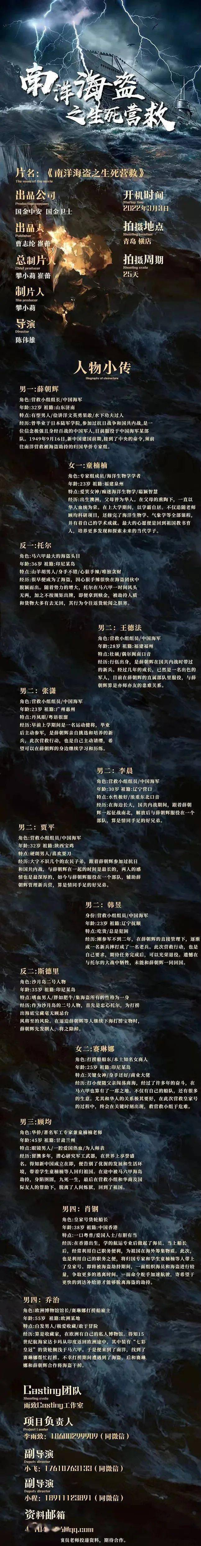 角色|组讯日报|剧集《万花小医仙》,电影《 南洋海盗之生死营救》、《醉吴歌》等