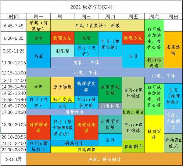 综合|浙大学生的作息表刷屏！网友叹服：难怪人家是学霸……