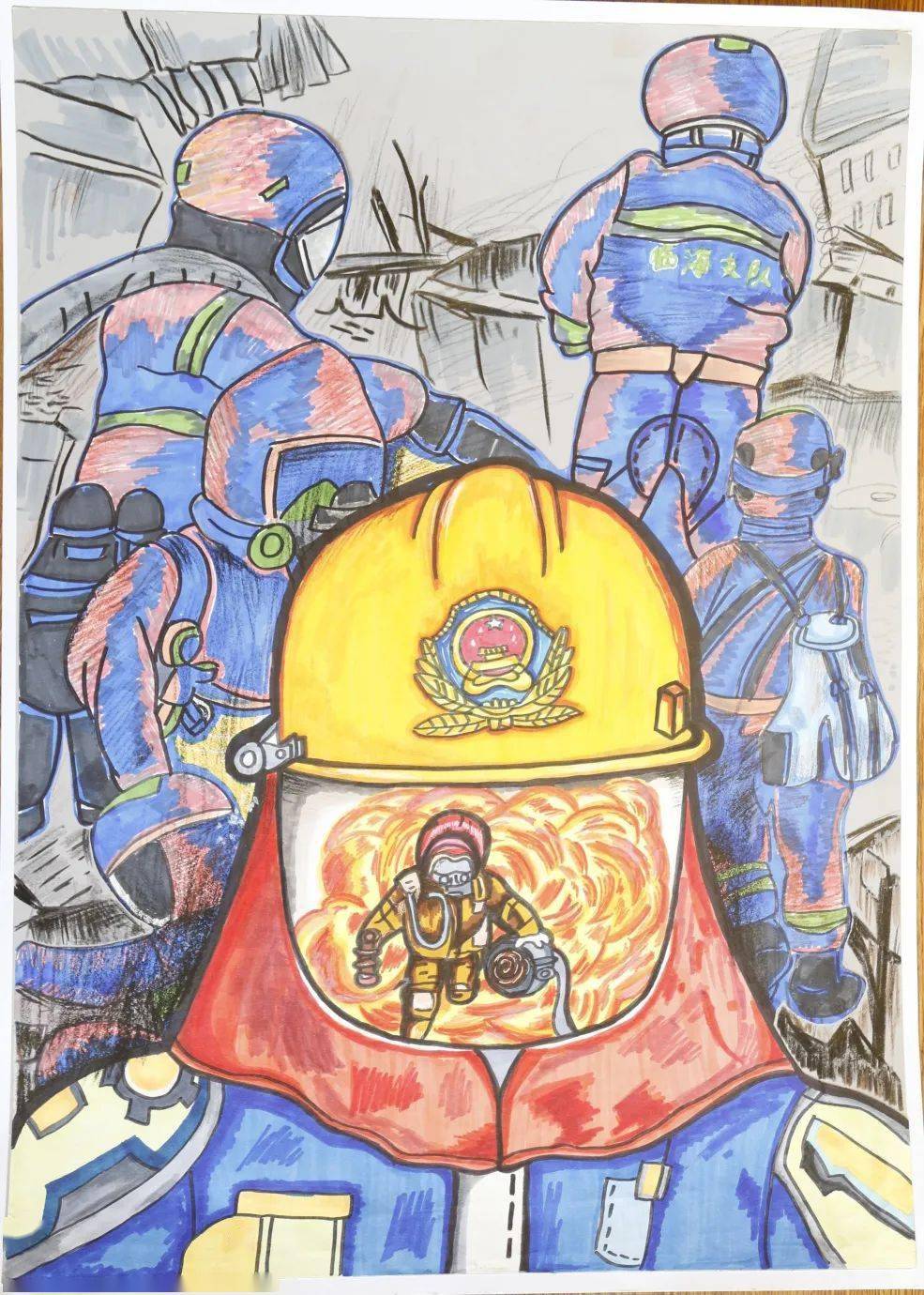消防安全绘画初一图片