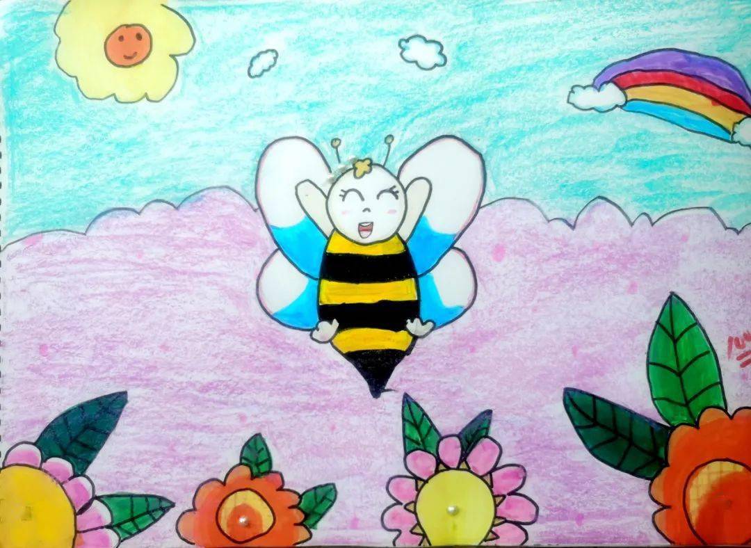 简笔小蜜蜂的画法可爱图片
