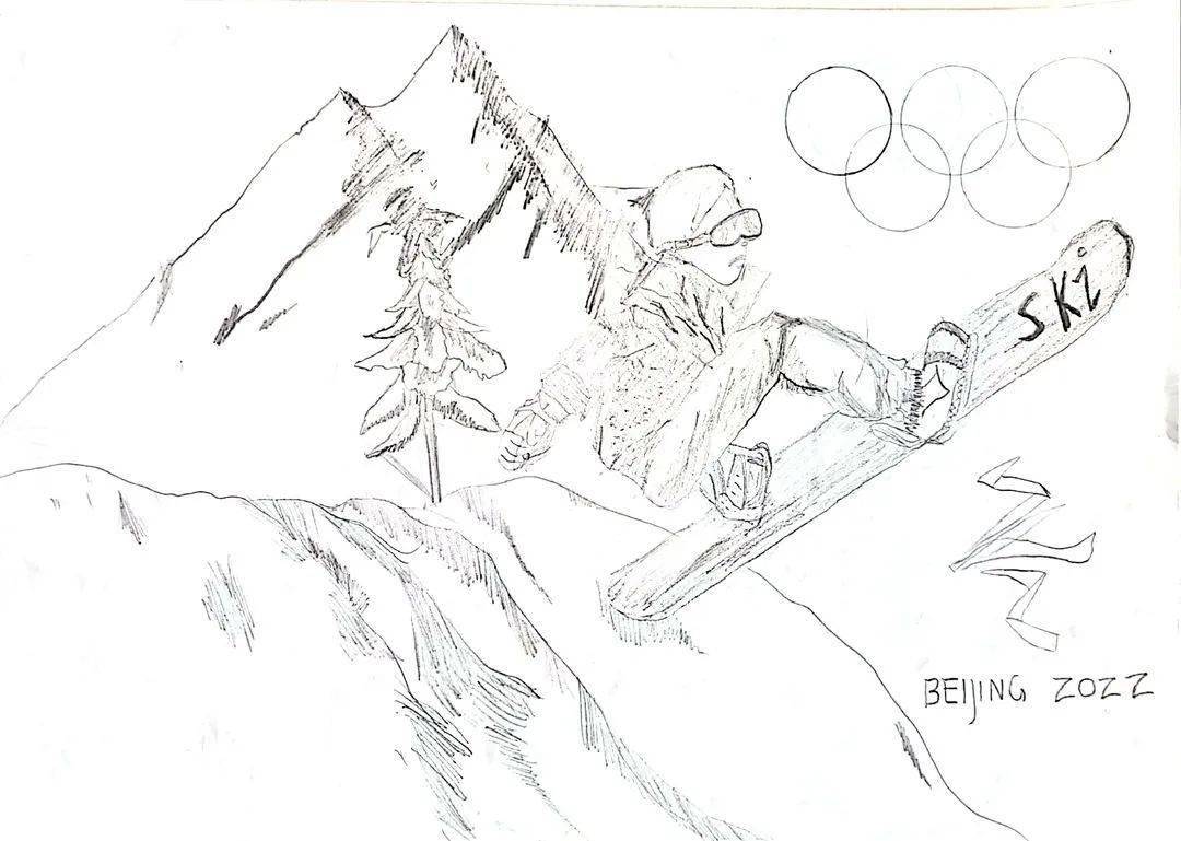 冬奥会主题画素描图片