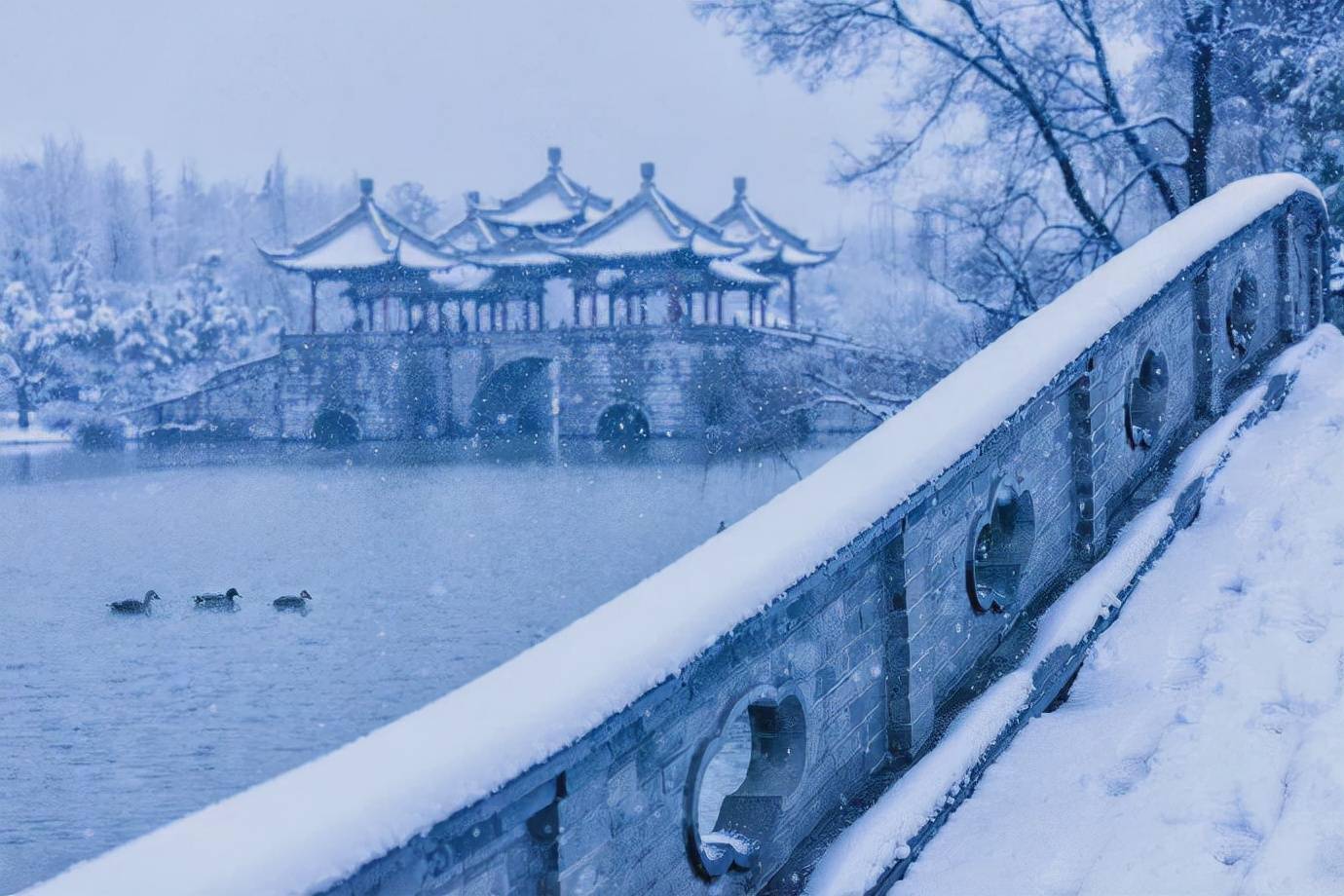 扬州雪景高清图片图片