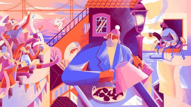 有趣的暖色系插画设计