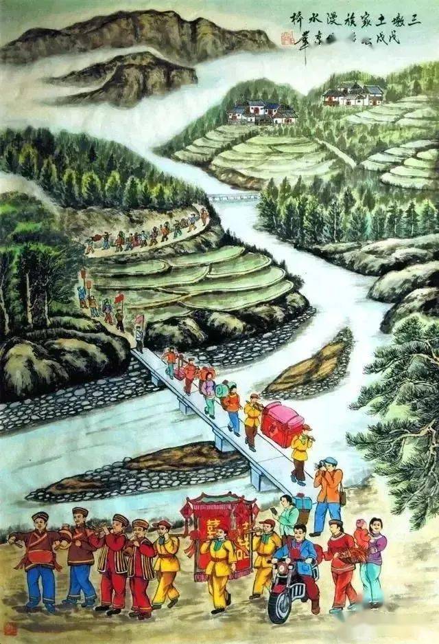 五彩斑斓 劲舞狂歌——杨绍伯笔下的巴山土家风情画文/青藤艺馨两年前