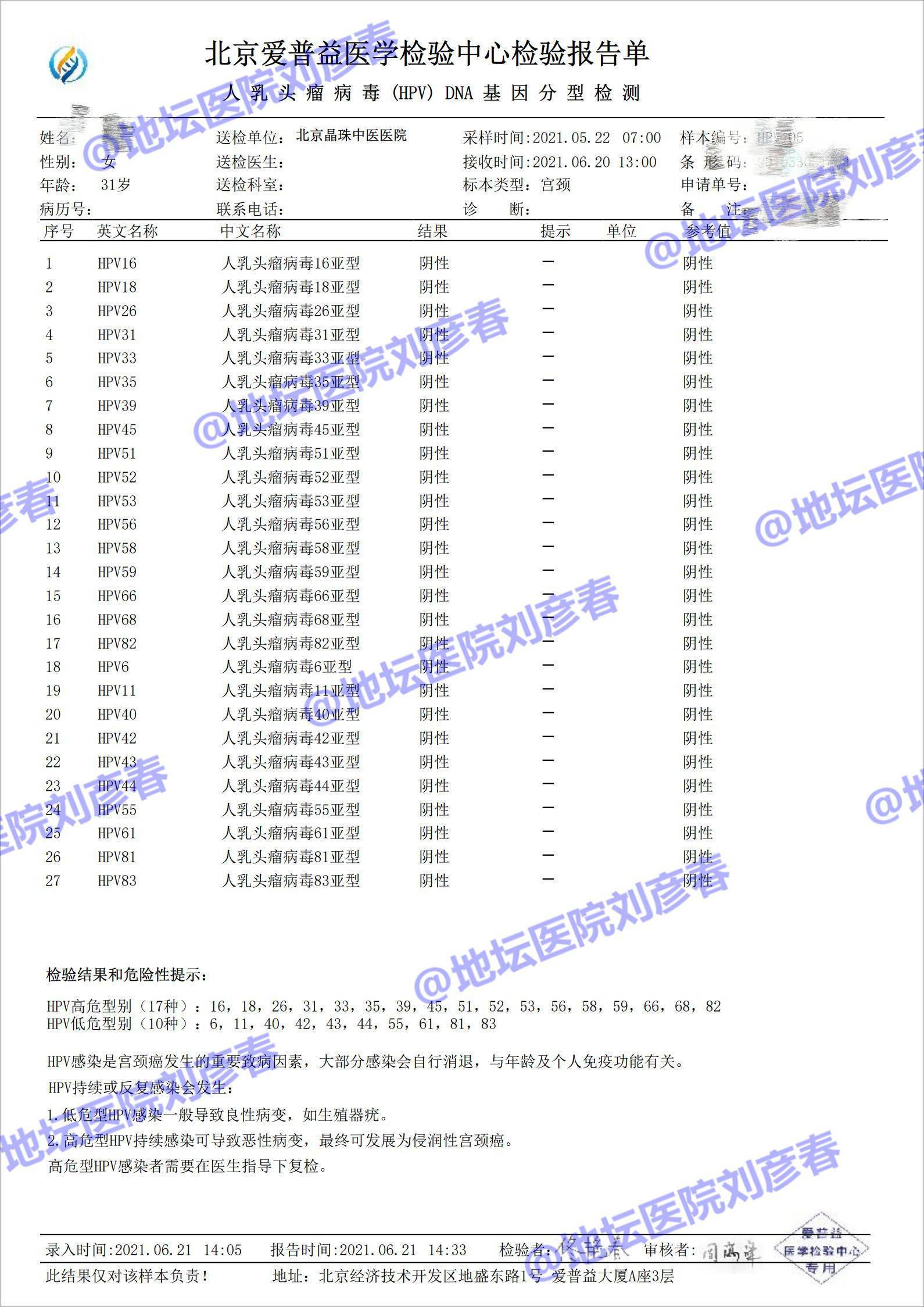 一个门诊,患者就赶来了,大概治疗了2个月左右,tct已经显示未见病变了