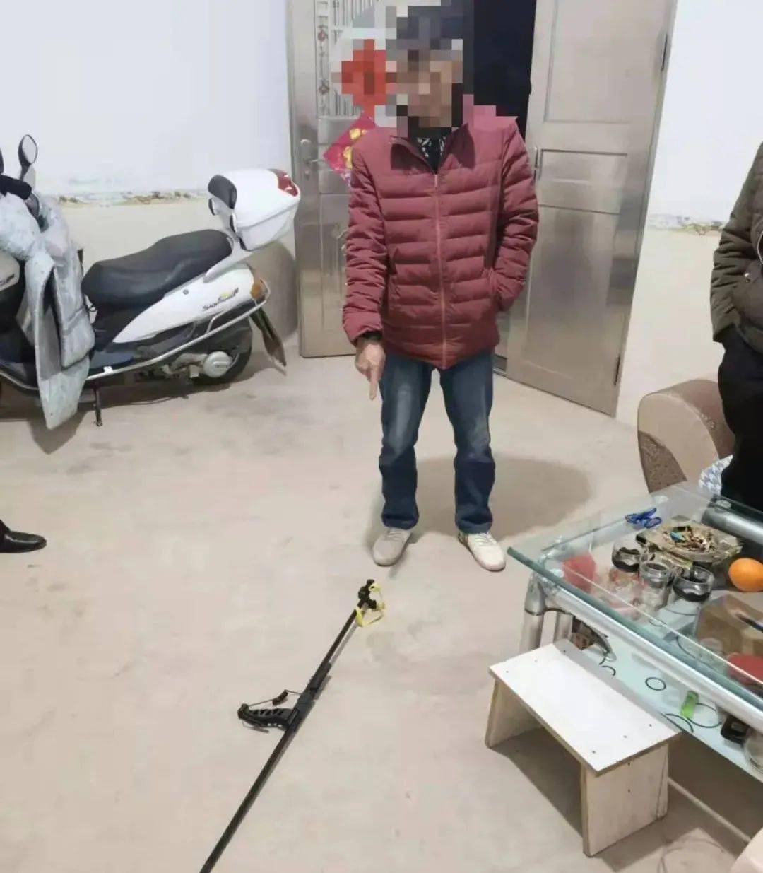 捕猎的斑鸠十三只,钢珠弹药若干,当场查获用于打猎的涉案枪支5把朱某