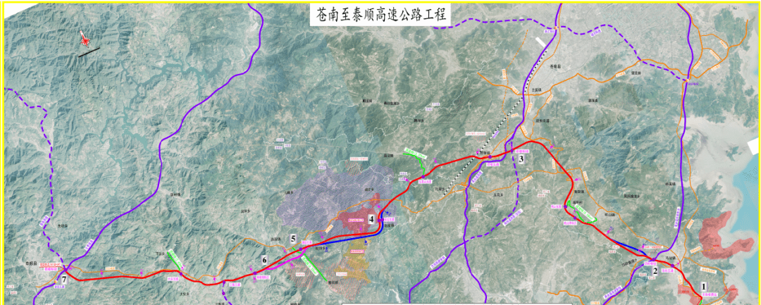 苍泰高速路线采用双向四车道高速公路标准建设