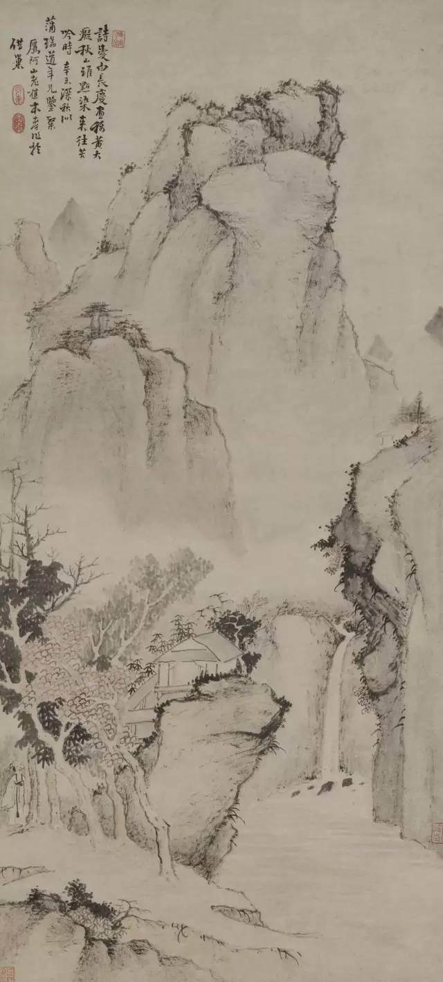 清 戴本孝 秋山圖軸清 金農 山水冊(之一)清 弘仁 雨餘柳色圖軸清