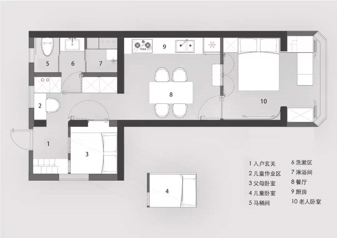 采光学区房改造又出神作！34㎡住五口人，莫兰迪粉墙、睡眠盒子太惊艳了！