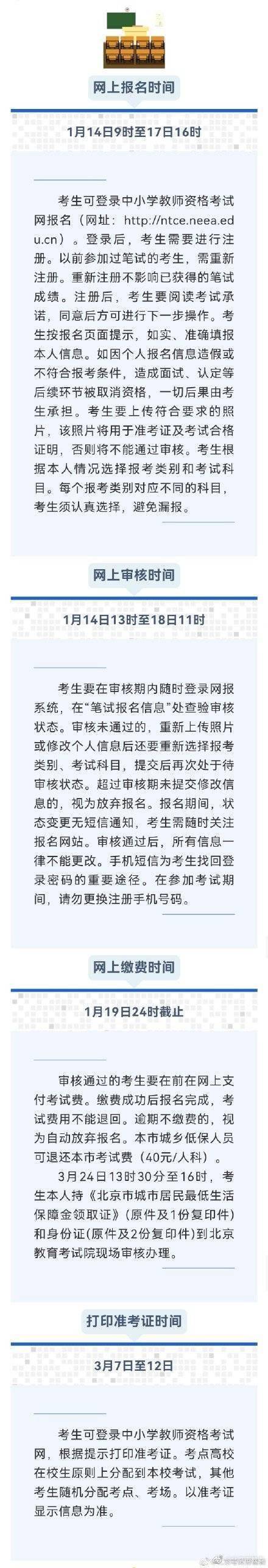 公告|北京教师资格考试笔试14日起报名