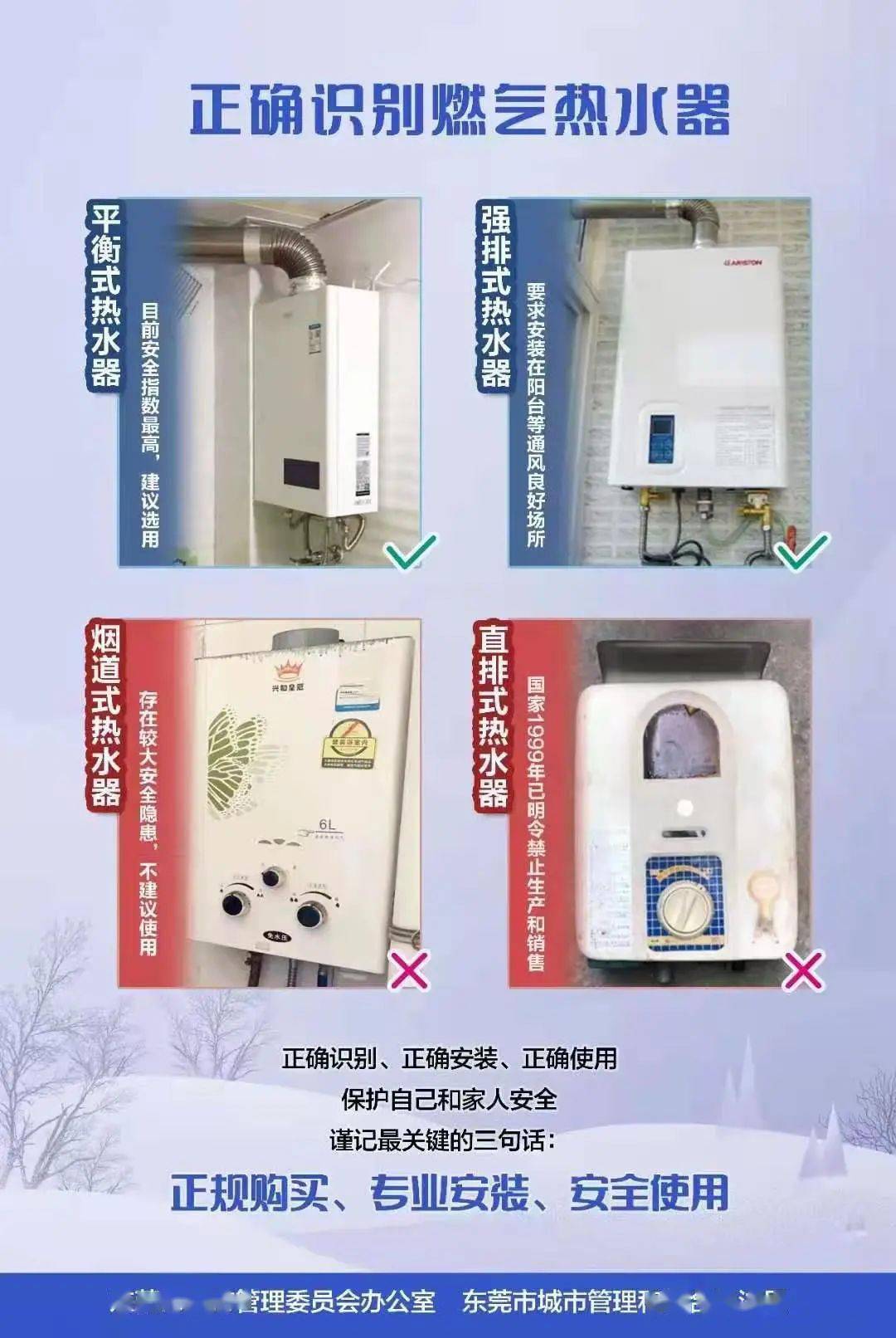 我们要正确识别燃气热水器,直排式热水器的型号以jsd打头,强排式热水