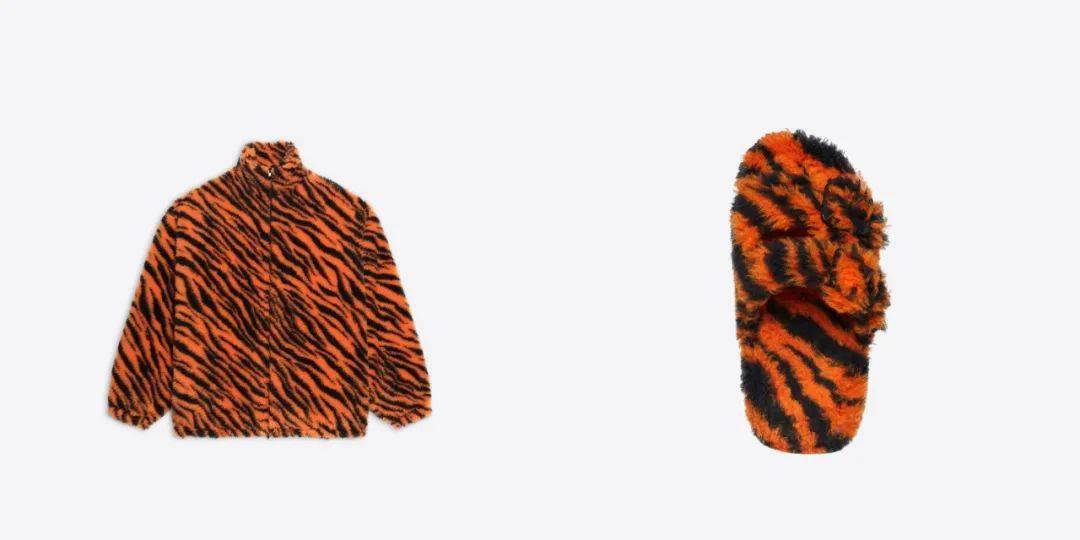 该系列均采用人造虎皮毛进行生产,mallorca 凉鞋由人造虎皮毛制成,颇