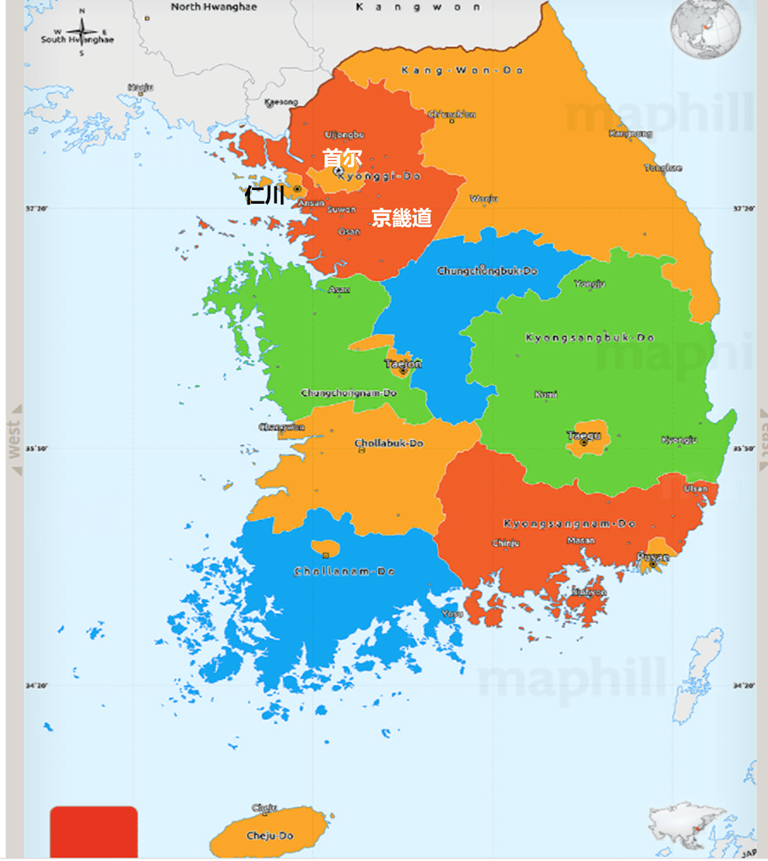 64萬平方公里),所以實際上大量的人口集中在京畿道靠近首爾的城市