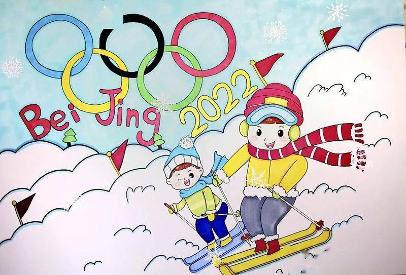 冬奥会运动健儿绘画图片