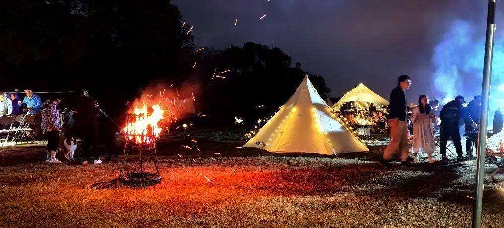 足不出沪春节露营限定包场06498起淀山湖畔bbq烟花篝火晚会飞盘射箭