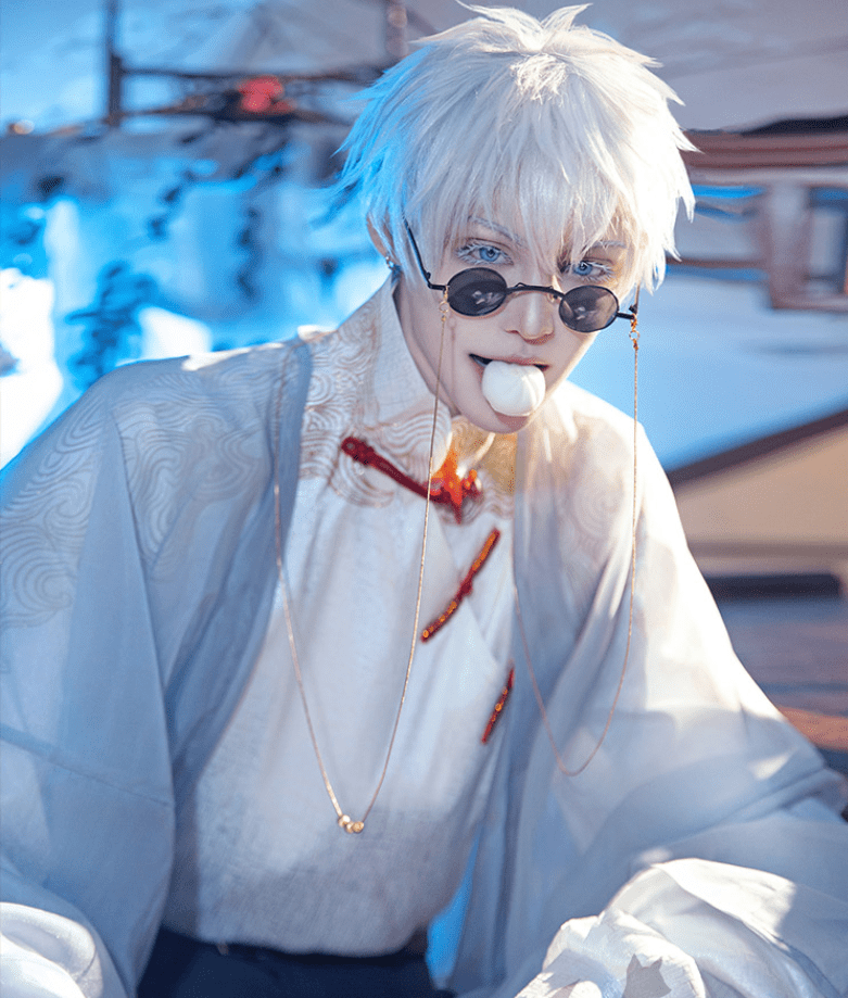 五条悟唐装cos服,"斯文败类"气息满屏,配套眼镜太贴心了_衍生_衣服