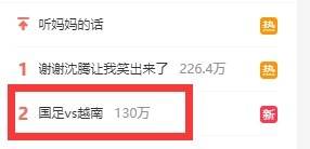 话题|大年初一添堵，全民笑柄！#国足vs越南#登上热搜榜第二位