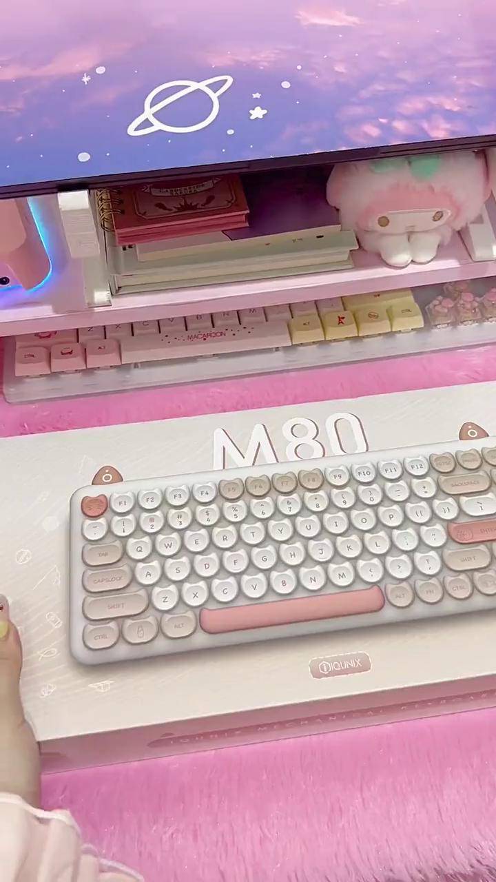 iqunixm80键盘少女心少女心爆棚少女心好物机械键盘美甲客制化键盘