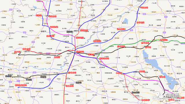 畅想版东明米字型铁路枢纽通道菏泽市目前规划了枣庄至菏泽的城际铁路