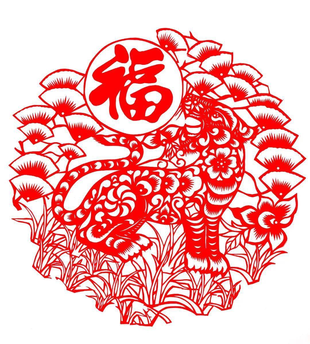 作品中一个小女孩骑着老虎给大家送祝福祝福虎年红红火火幸福安康