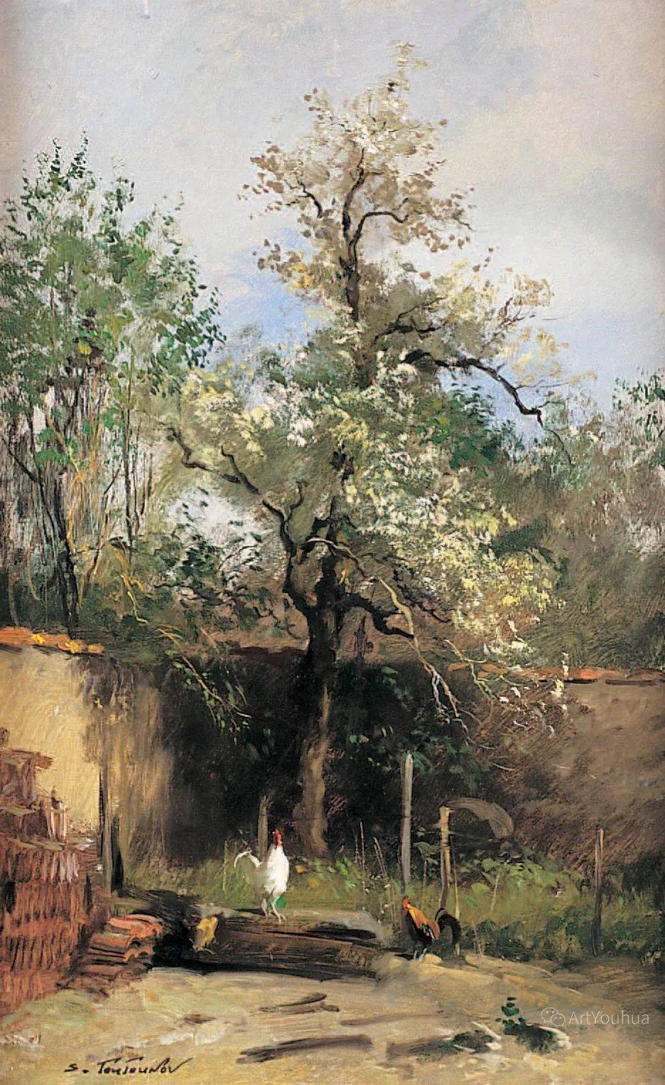 长竖构图风景油画俄罗斯画家谢尔盖图图诺夫作品