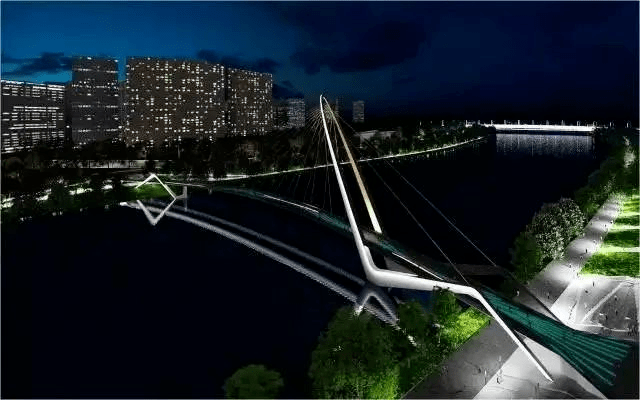 其中就包括了长沙第三座跨浏阳河步行桥-三馆一厅步行景观桥