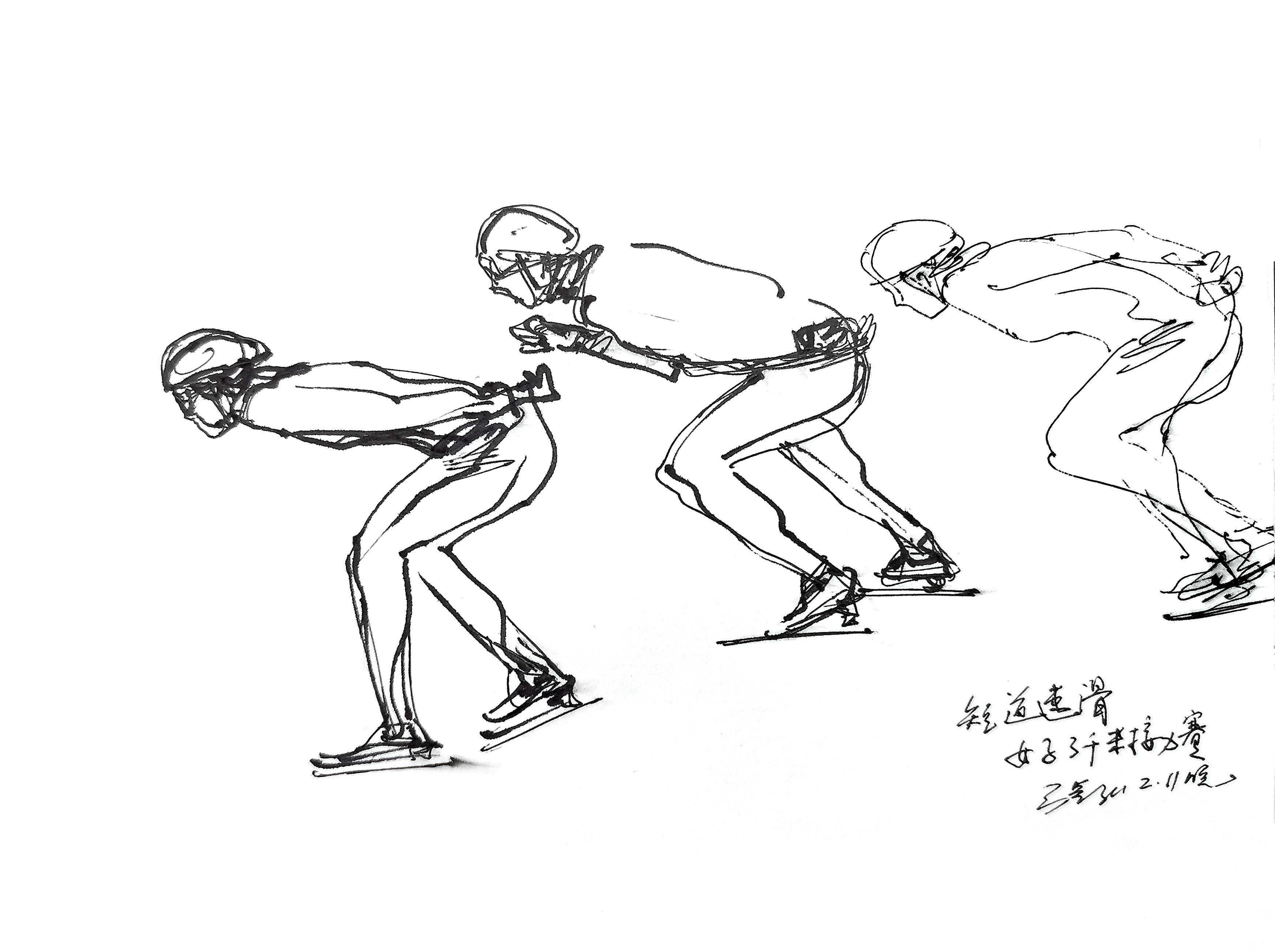 美院教授用速写定格谷爱凌的惊天一跳, 展现冬奥之美!