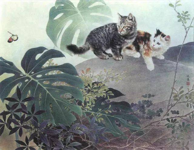 素材 | 邢诚爱工笔画猫专辑,白描作品图都有,请收藏!