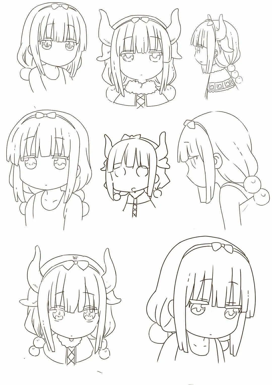 绘画技能分享|线稿分享第82期——《小林家的龙女仆》原画集