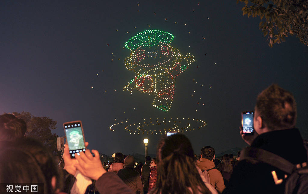 杭州|杭州亚运会倒计时200天 千架无人机带来炫目表演