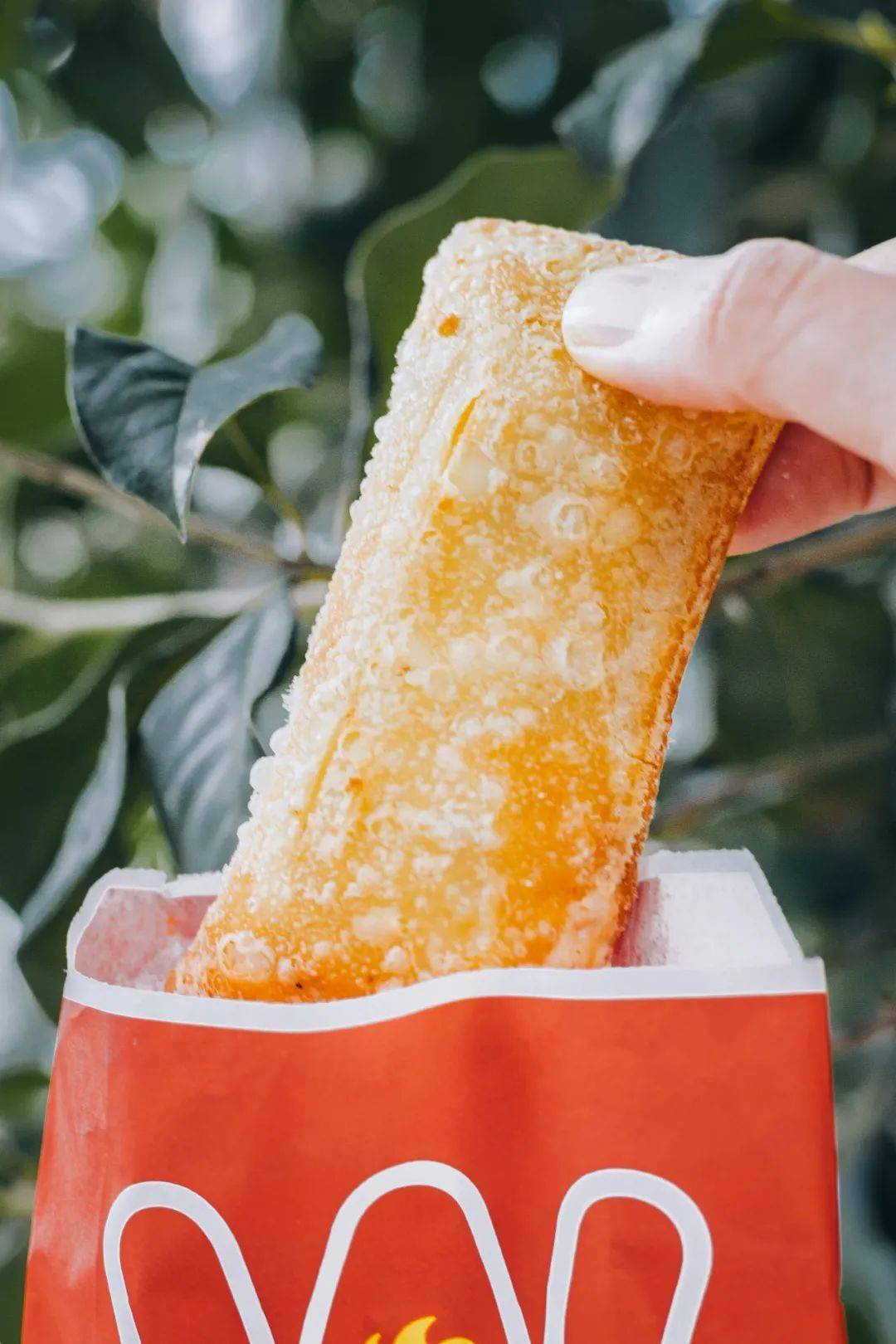 华莱士的香芋派包装得稍显潦草,但这金黄色的脆壳以及若隐若现的甜香