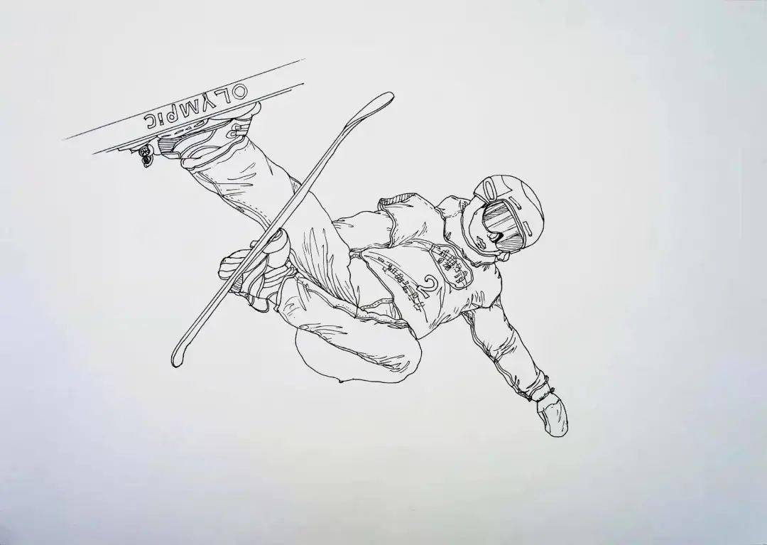 冬奥会双板滑雪简笔画图片
