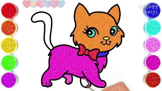 儿童彩绘涂画非常可爱的小猫咪你们喜欢吗学习颜色数字