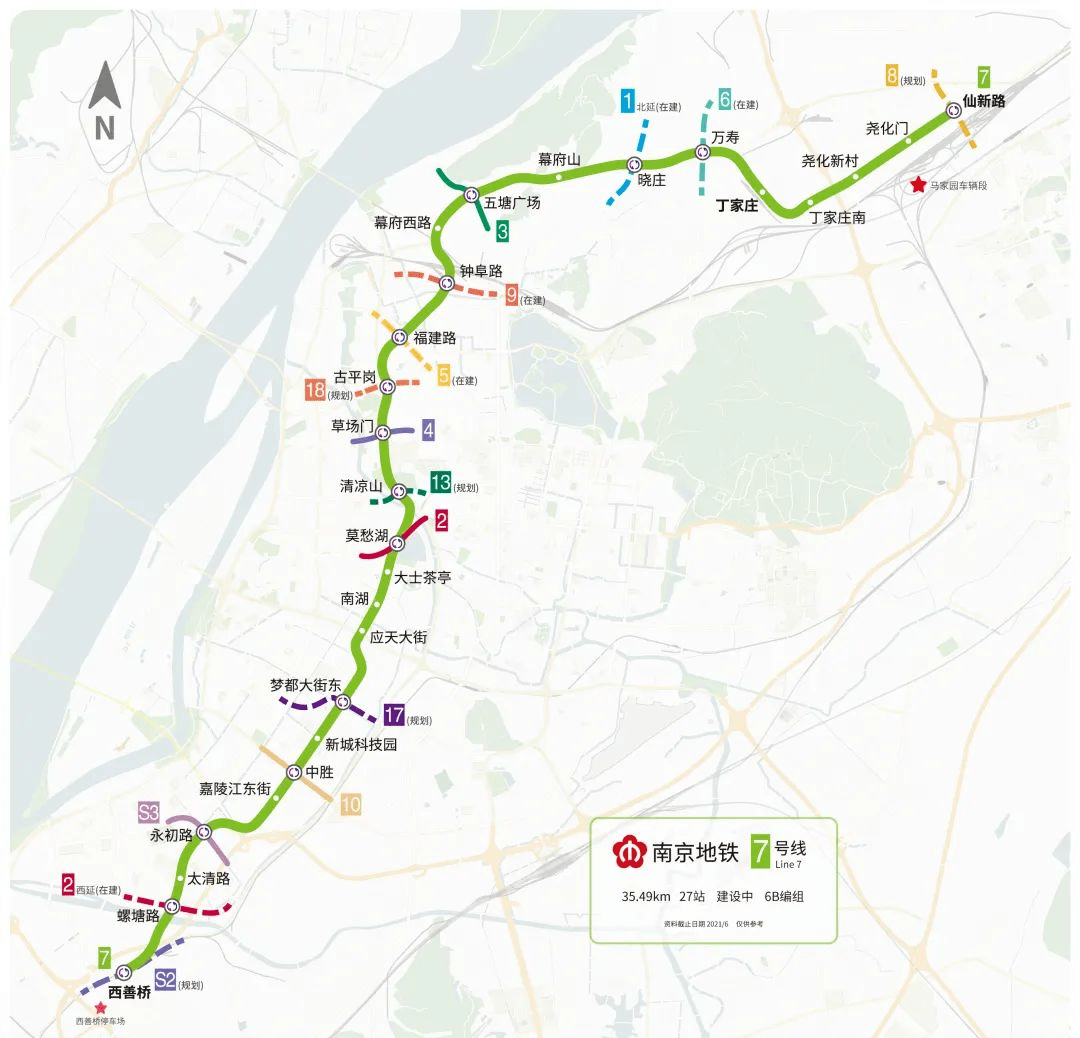 7号线北段03地铁s8号线是南京地铁第一条全线位于长江以北的线路,串联