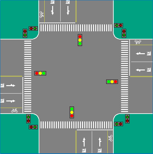 左转车辆按照左转箭头灯指示状态通行,红灯停止,绿灯通行;直行车辆