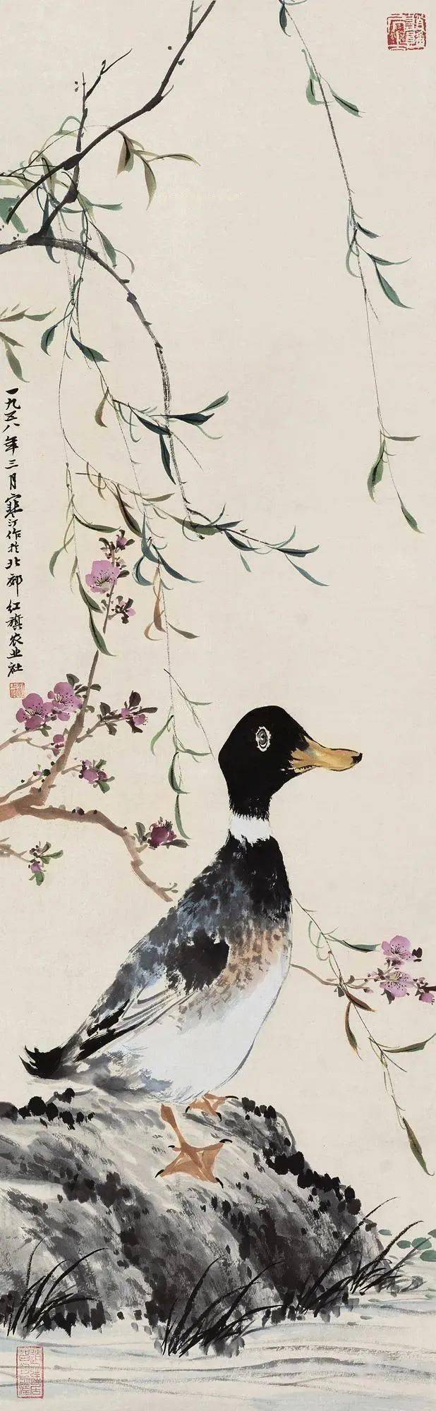 九位名家画笔下的春柳,婀娜多姿,春风拂面_柳树_花鸟画_吉米