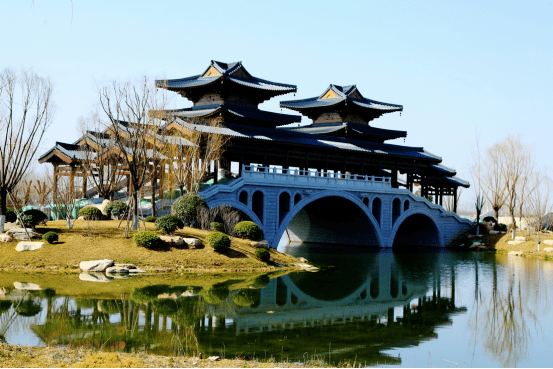 杜堤三橋,空翠野煙等渼陂八景的澇河渼陂湖水系生態修復工程之部分古