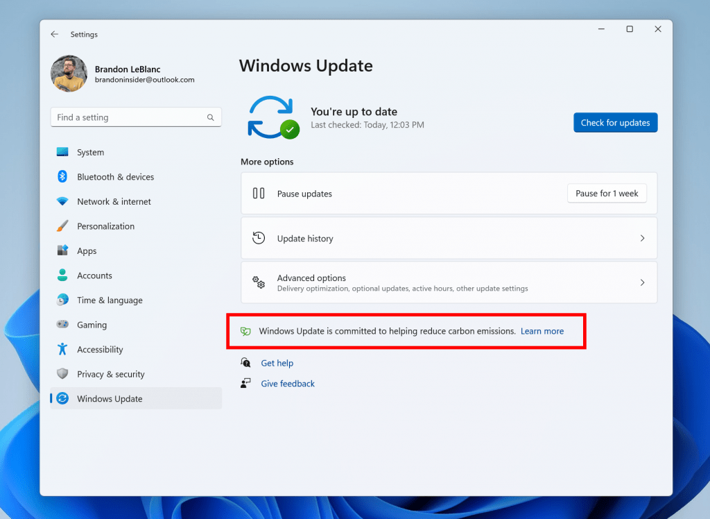 微软Win11预览版22567发布：Windows Update优先用清洁能源