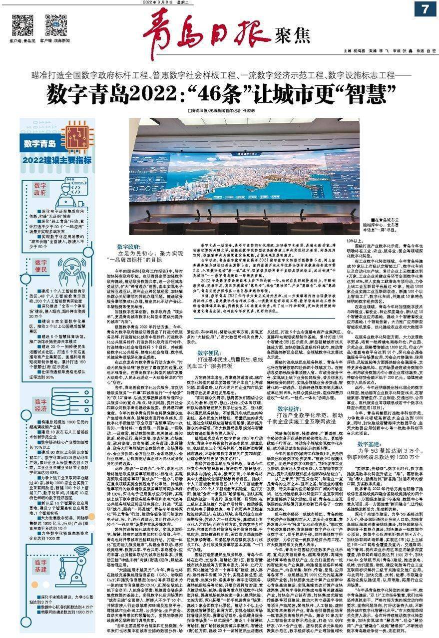 数字青岛2022：“46条”让城市更“智慧”