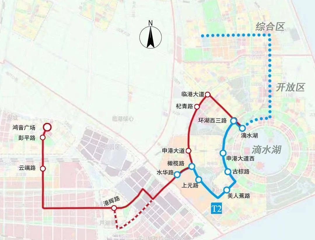 临港中运量t6线即将开工t2线将于4月完工