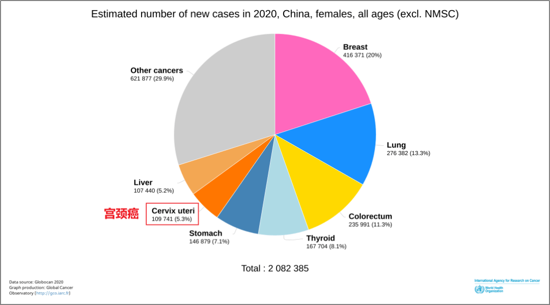 据who国际癌症研究署(iarc)的数据显示,宫颈癌的发病率居女性生殖系统