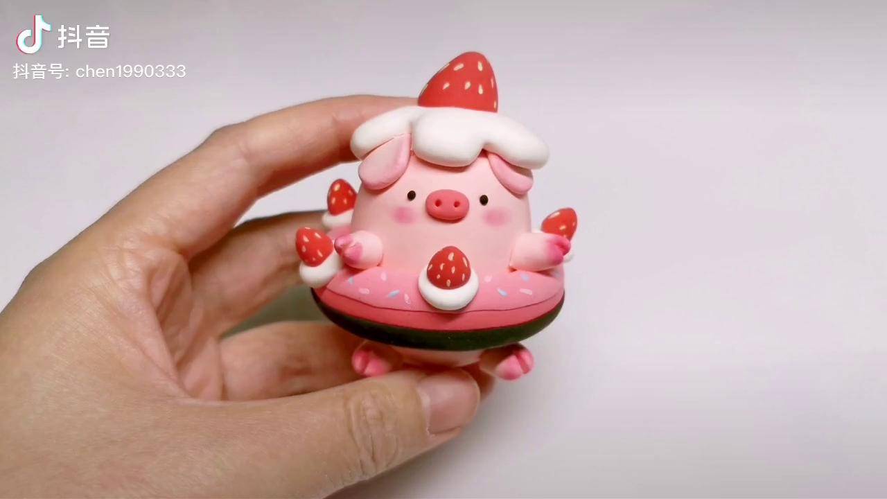 捏个甜甜圈小猪(粘土教程)超轻粘土
