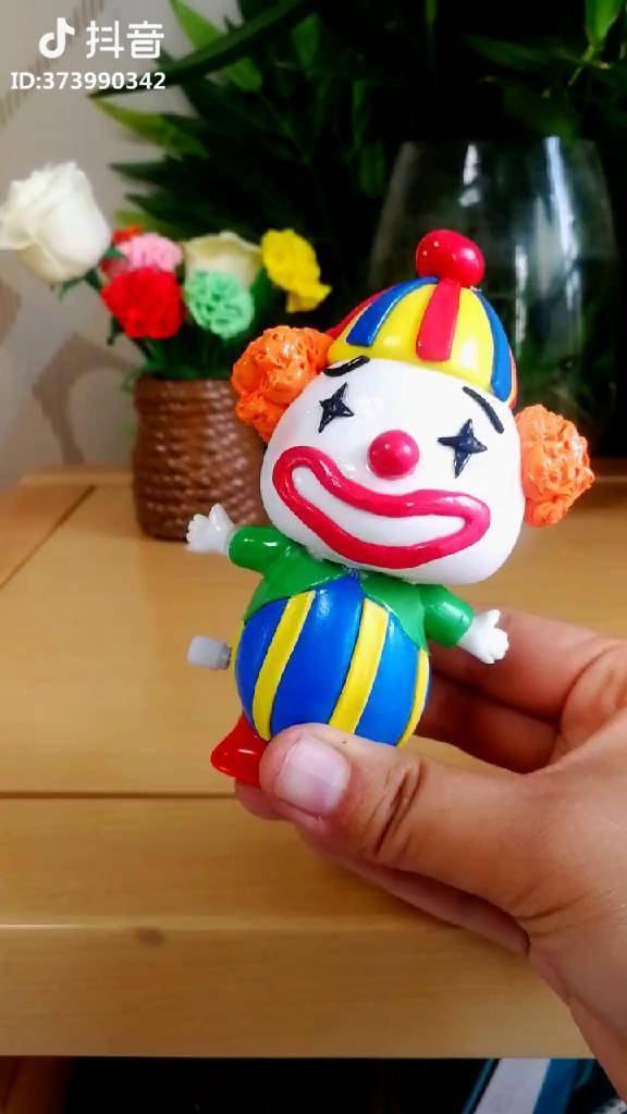 自己做玩具系列走路的粘土小丑