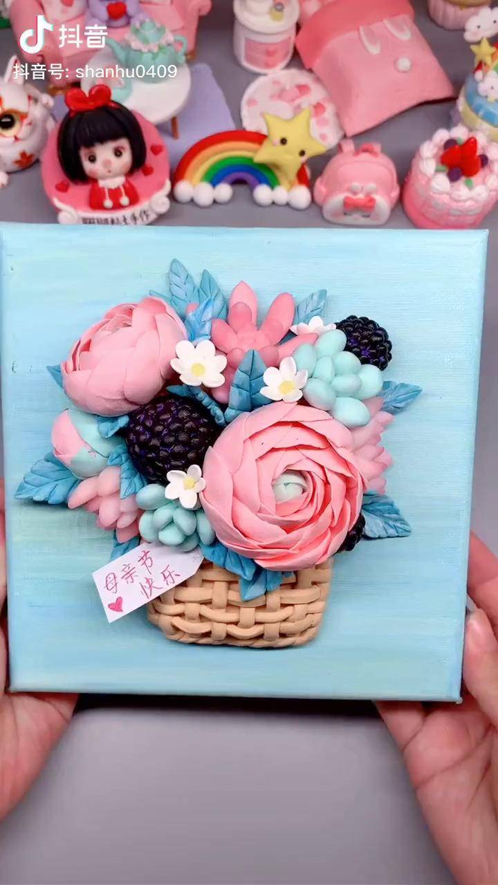 母亲节就要到了用粘土捏一篮花送给亲爱的妈妈母亲节粘土手工