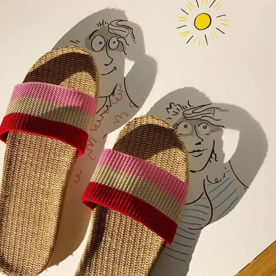 只需几笔涂鸦他将日常物体的影子转化成纯艺术创意绝了