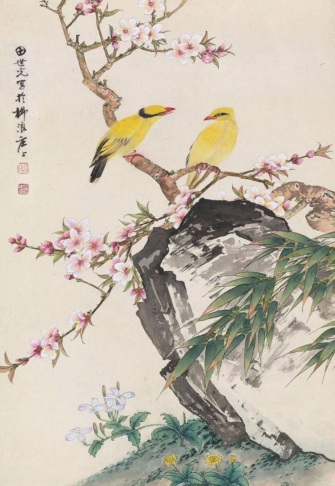 名家笔下的桃花小鸟各具姿态妖娆与意趣并存美极了