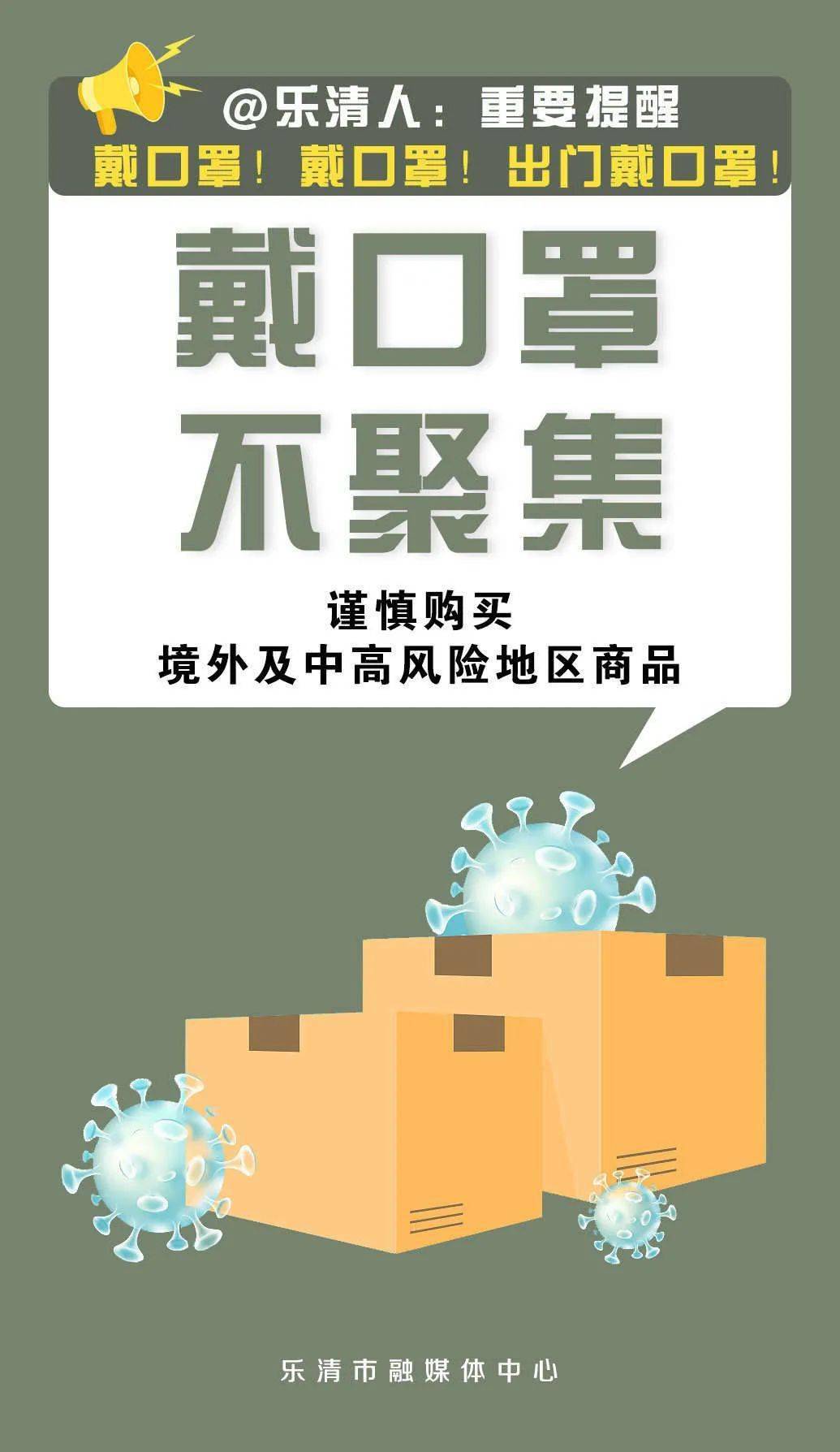 樂清人重要提醒戴口罩戴口罩出門戴口罩