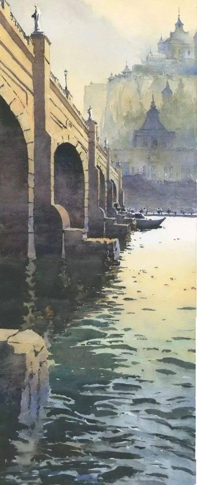 如此恢弘大气的水彩风景绘画这个取景角度也太神了吧